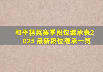 和平精英赛季段位继承表2025 最新段位继承一览